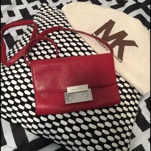 Red calf skin leather Michael Kors clutch